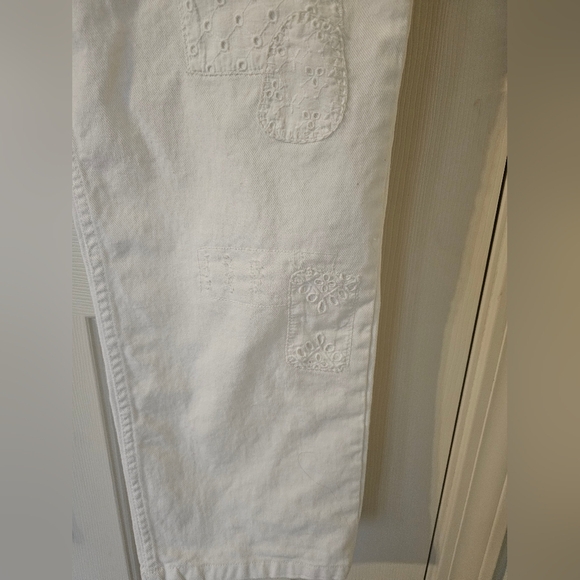 Lauren Ralph Lauren Women's White Eyelet Jeans Relaxed Taper Size 16 - Picture 5 of 9